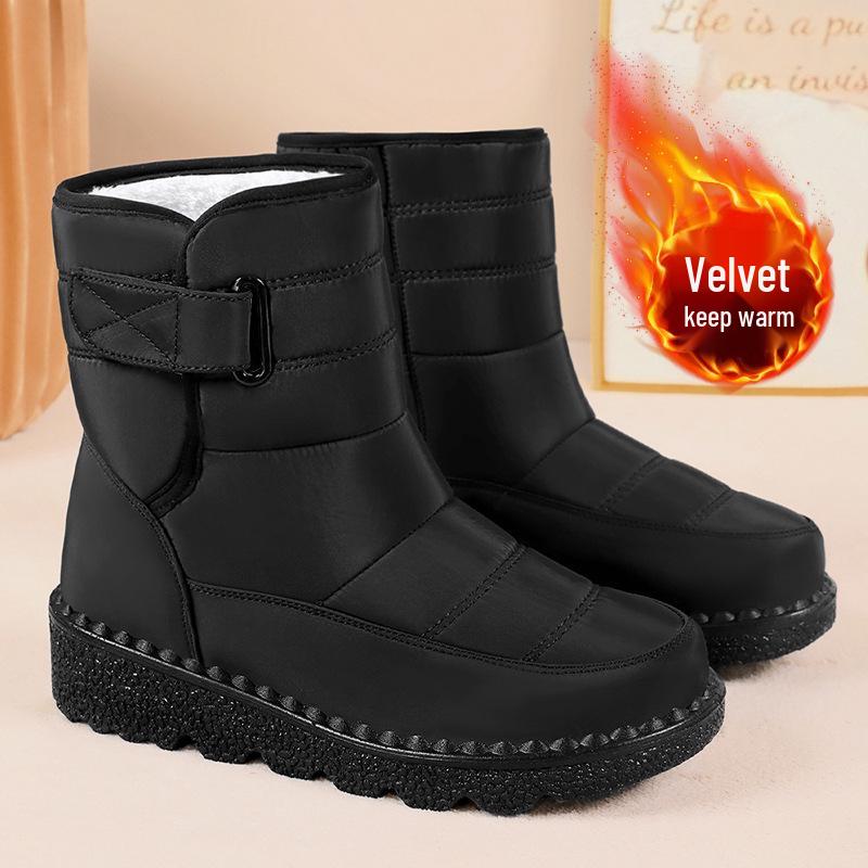 Women's Plus Size Fleece-Lined Winter Boots - Thickened Long, Lightweight Polyurethane, Warm Snow Shoes