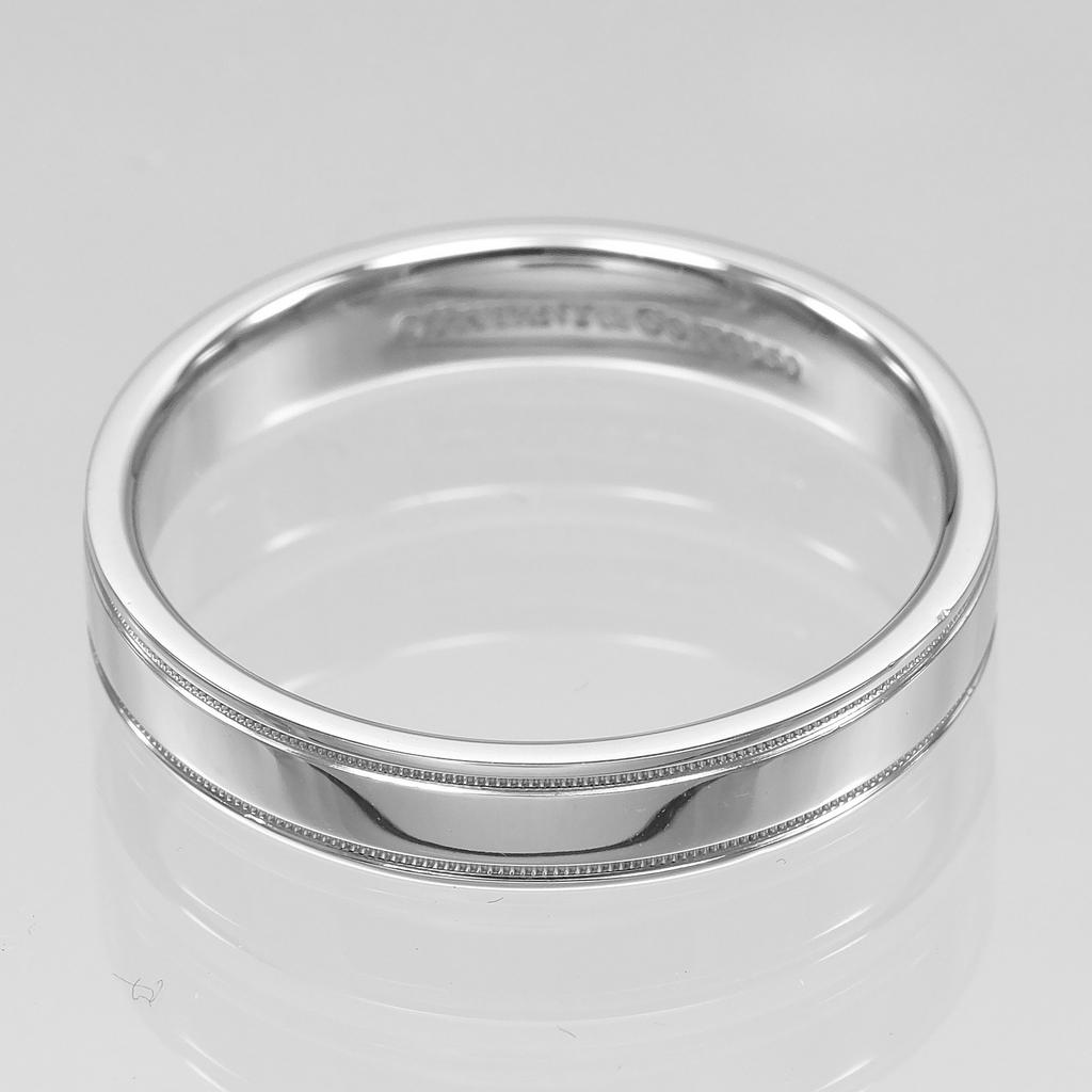 TIFFANY&Co. Milgrain To Gathered Ring 0.2" Band Pt950Platinum #9.9(US Size) 7.5g Mens Used