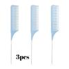 3pcs Steel Needle Tip Anti-Slip Comb - Threaded Plastic Hair Dyeing Tool, Heat-Resistant Salon Sectioning Pick for Coloring