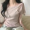 2025 Summer Off-Shoulder Polka Dot Lace-Up T-Shirt - Trendy Girly Style