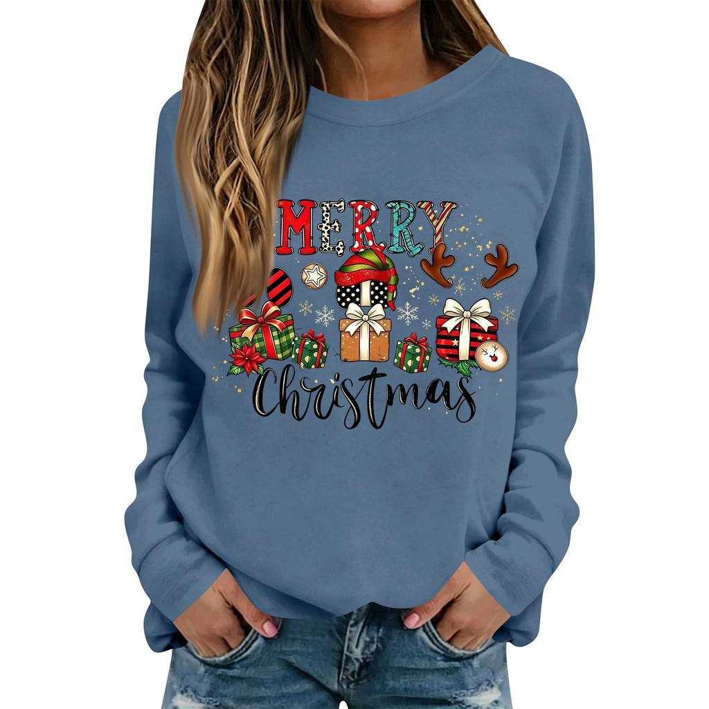Women's Casual Christmas Print Long Sleeve Neck Top