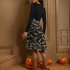Women's Casual Fashion Long Sleeve Halloween Graphic Printed Vintage Long Dresses