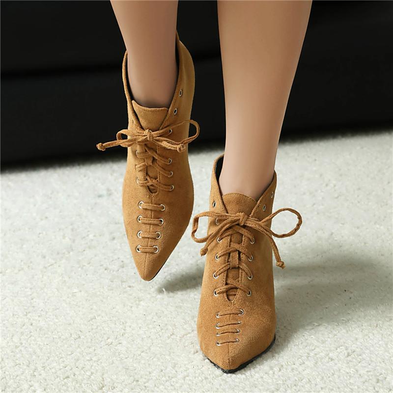 Women's High-heeled Short Boots Autumn and Winter New Thick-heeled Large-size Splicing Casual Versatile Short Boots