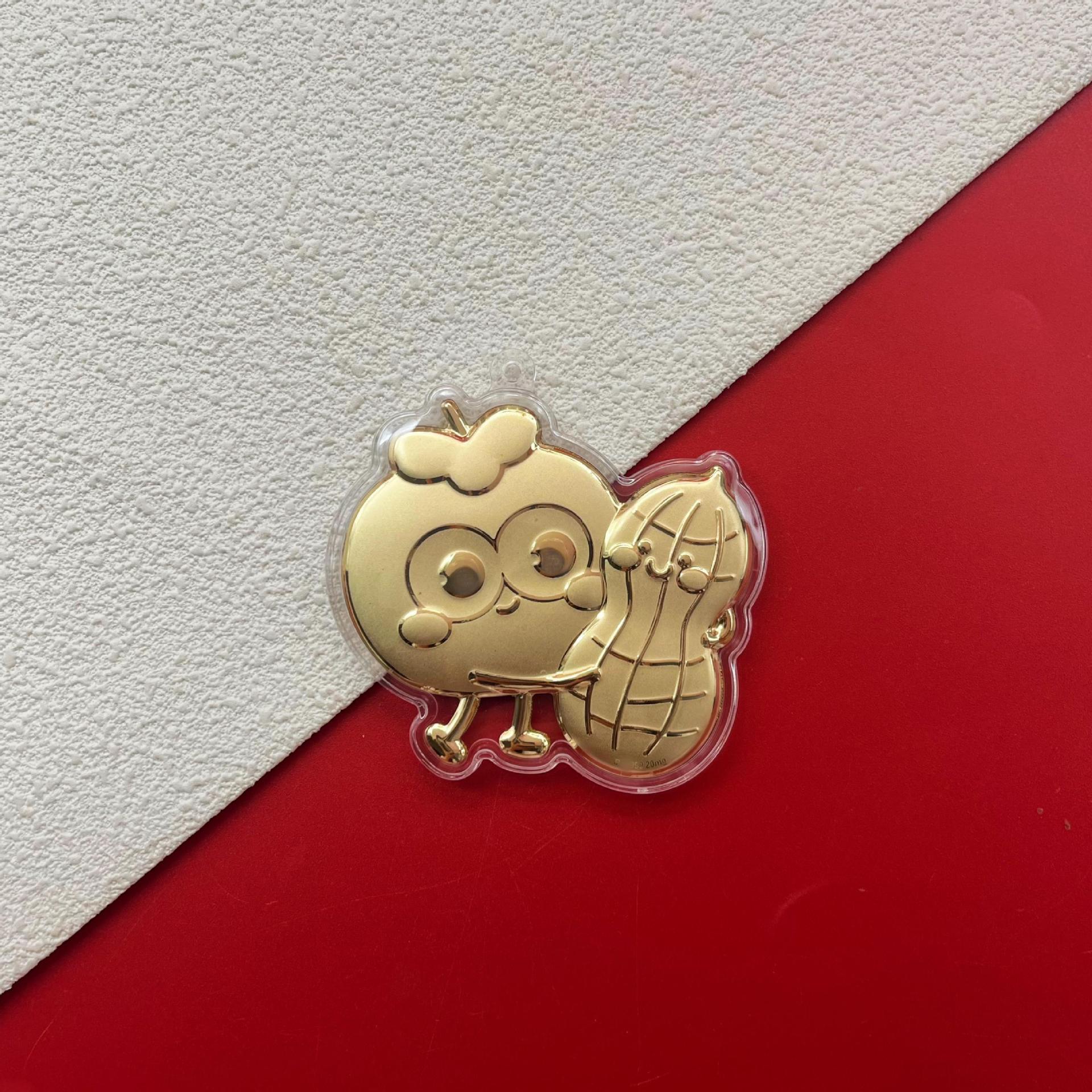 Телефонный брелок  Хурма и Арахис  из чистого золота 999 пробы: Счастливый праздничный подарок для друзей и лучших подруг