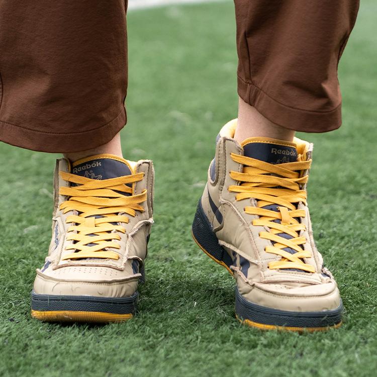 Reebok Club C 85 W+ Mid Fashion Comfortable Trendy Versatile High-Top Sneakers Unisex Sneakers Khaki-Yellow 24FRC909U4GY3