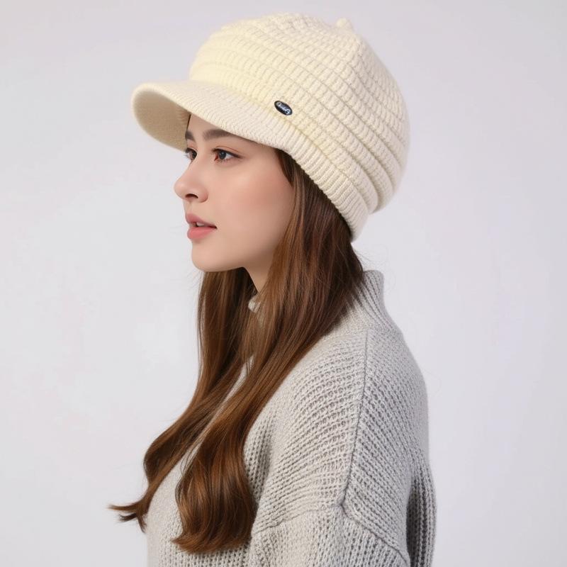 Women's Pointed Duckbill Beret - Fleece-Lined, Warm & Stylish Knitted Wool Hat