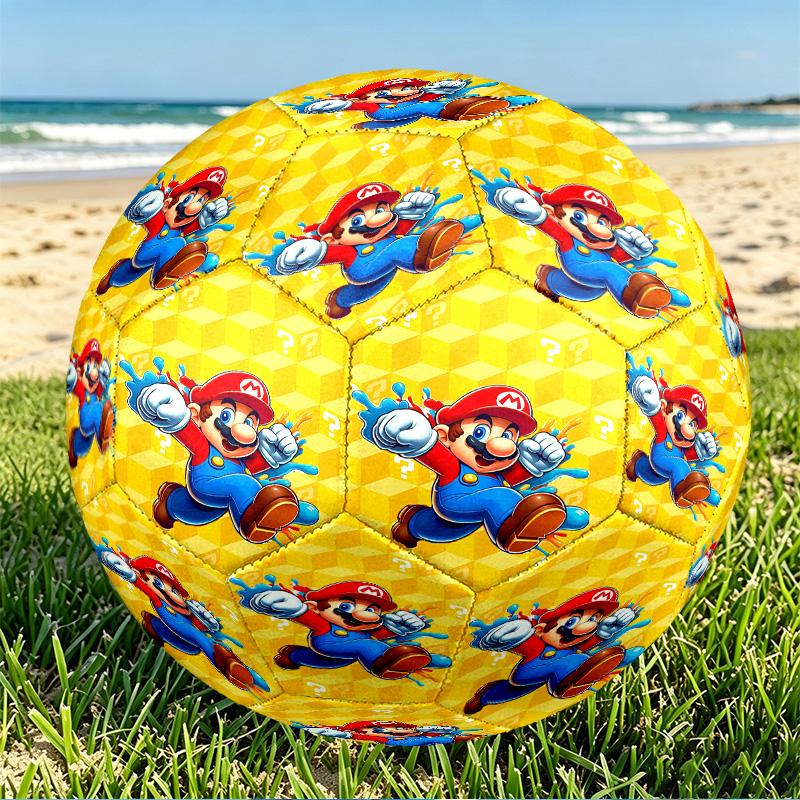 Super Mario Print Size 5 Soccer Ball, PU Wear Resistant Football for Match Training and Daily Practice, Birthday Gift for Soccer Fans