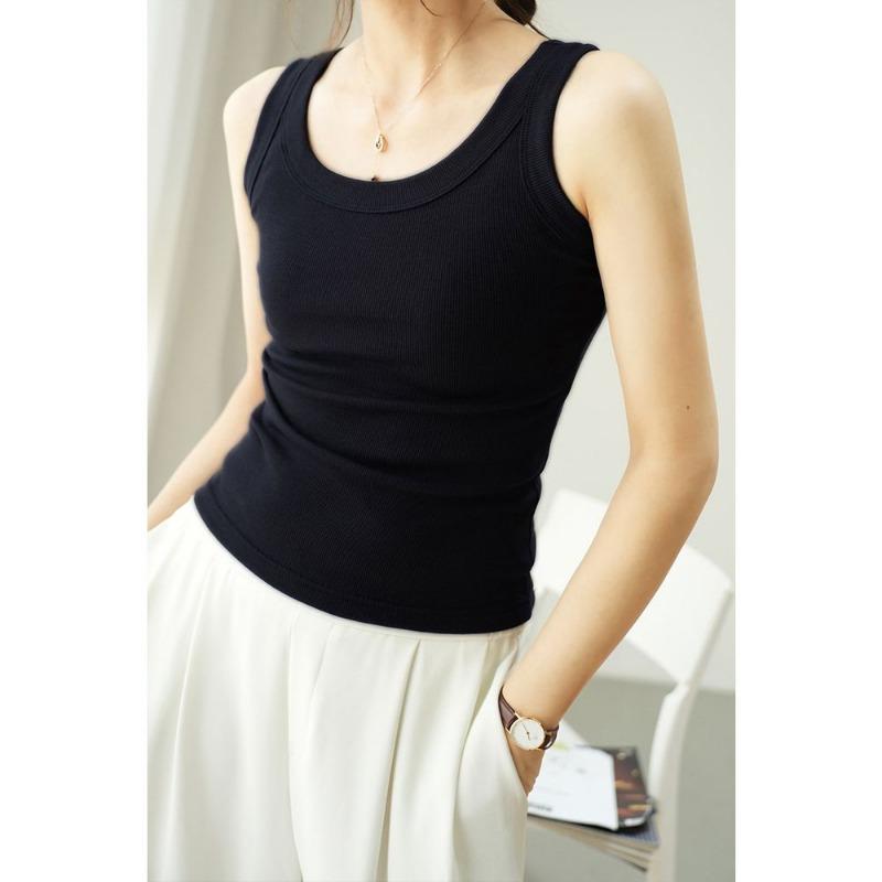 Приталенная майка с спиральным узором, женская однотонная универсальная майка без рукавов S чёрный