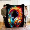 Live Music Neon Headphones Printed Flannel Blanket Perfect for Sofa Office Bed Travel Sleep Read Relax Camping Four Season Use