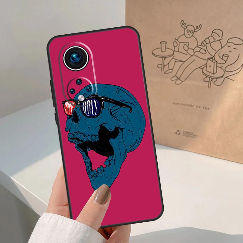 Rock and Roll Skull Case For Honor Magic 8 Pro 7 6 5 Lite Cover For Honor 200 400 50 70 90 X8a X8b X9a X9b X9c