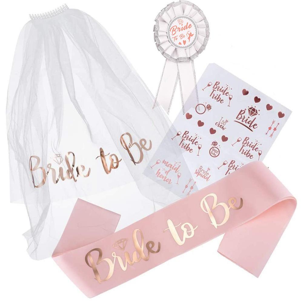 Creative Headwear Party Atmosphere Decoration Set Bridal Diamond Ring Shoulder Strap Headveil Stickers Decorative Dressing Props