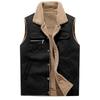 Weste Jacke Männer Drehen Unten Kragen Pelz Gefüttert Warme Herbst Winter Westen Mäntel Casual Streetwear Ärmellose Jacken