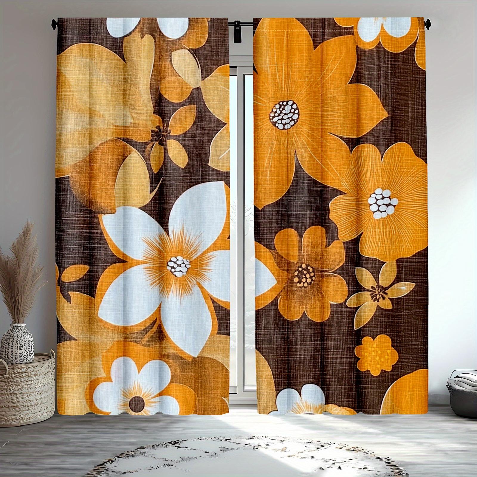 

Набор из 2 ретро-штор в стиле хиппи, groovy, Flower Power, ботанические шторы для спальни, гостиной, штора для сидения, изготовлена из полиэстера W100*H70(CM)-Hooks&2PCS