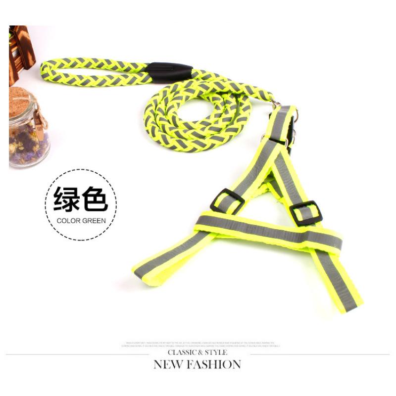 Puppy dog cat reflective braided traction rope dog chain chest strap pet leash