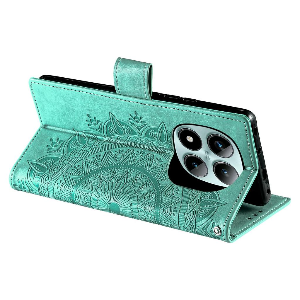 For Xiaomi Poco M8 Pro 5G/Redmi Note 15 Pro+ 5G (Global) Stand Case Imprinted Totem PU Leather Wallet Phone Cover with Wrist Strap