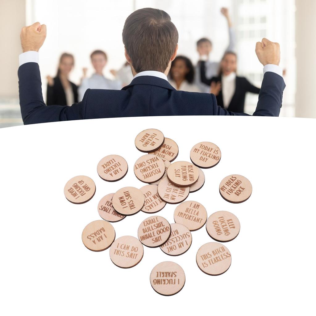 22 Stück Miniatur-Fluch-Affirmationsscheiben Lustige Einzigartige Miniatur-Süße Affirmation Holzdekoration für Familie Freunde Kollegen