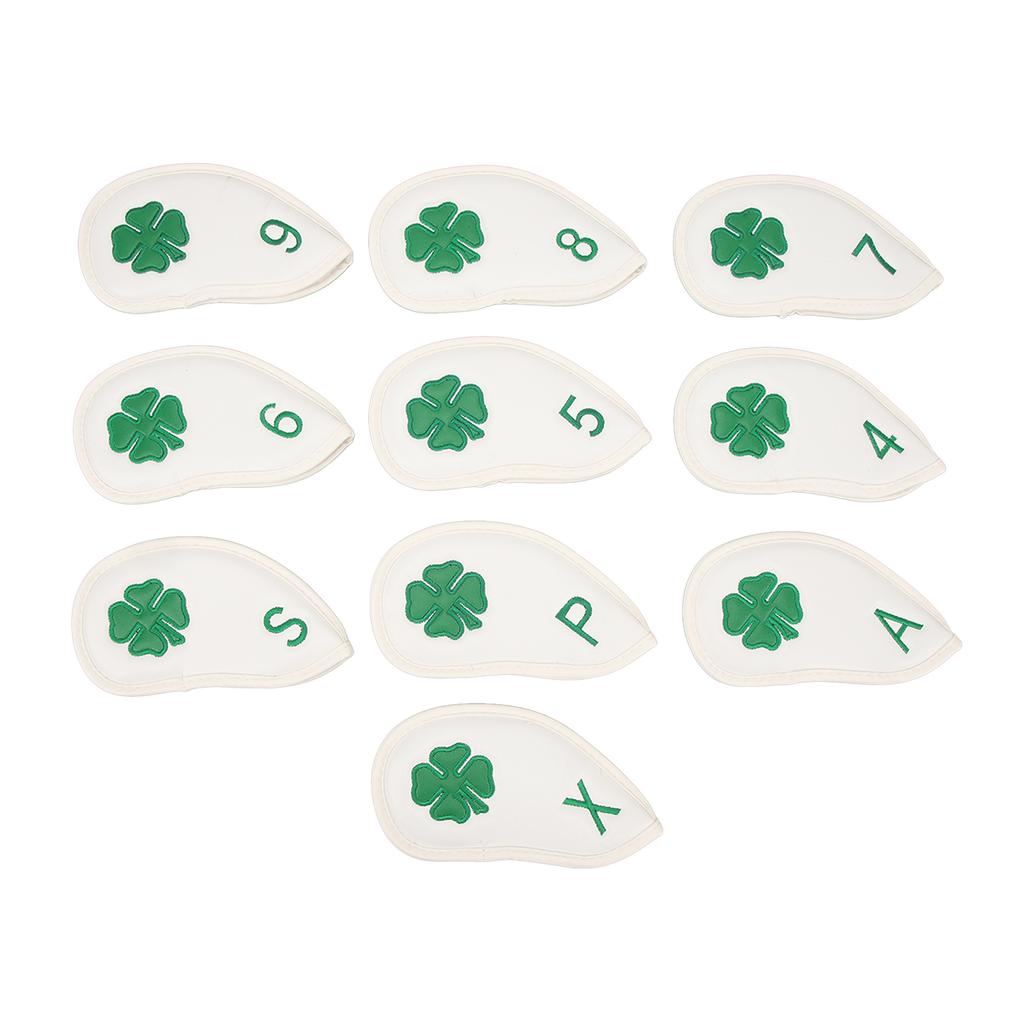 10 PCS Head Covers Four Leaf Pattern PU Waterproof Delicate Iron Covers Set for Most s