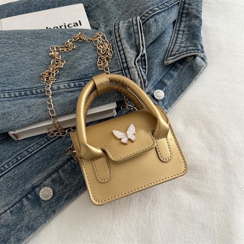 

Trendy Mini Pu Handbag Stylish Streetwear Square Bag In Black Silver Gold Khaki золотой