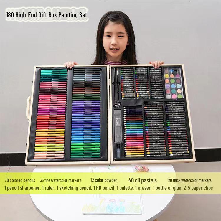 145-Piece Deluxe Watercolor Pen Set for Kids - Double-Layered Aluminum Box Art Supplies & Painting Tools