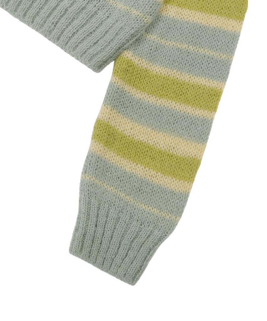 SUNDAY FRUIT MARKET Stripe Sun Knit Crew Mint