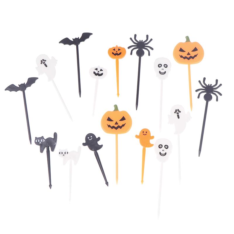 6/10/12 Stück Obstgabel Mini Cartoon Kinder Snack Kuchen Dessert Pick Zahnstocher Bento Mini Mittagessen Halloween Party Dekoration
