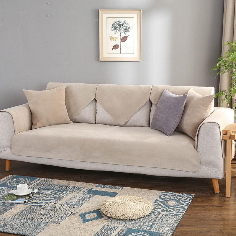 Velvet Non-Slip Waterproof Solid Color Sofa Cushion Modern Minimalist Waterproof To Prevent Leakage of Urine Sofa Cover Slipcover