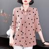 VEZFAA Women's Fashion Casual Summer Spring Polka Dot Print 1/2 Sleeves POLO Neck Blouses & Shirts