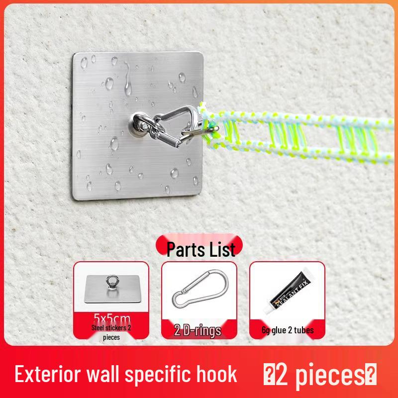 Stainless Steel Adhesive Clothes Drying Rack with Sunshade Net and No-Punch Hooks