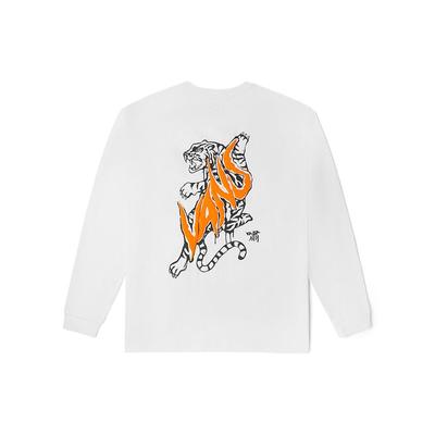 Embroidered Logo Crew Neck Long Sleeve T-Shirt Unisex Tops White VN0002BRWHT