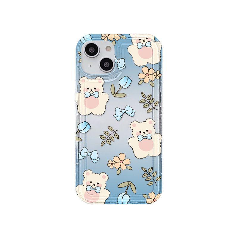Flower Bear Applies To iPhone17Pormax Mobile Phone Case 16Pro Apple 12 All-inclusive 14/13 Protective Case 15