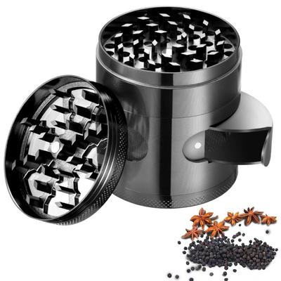 4-lagige 60-mm-Kräutermühle aus Zinklegierung, Gewürzmühle mit magnetischem Deckel