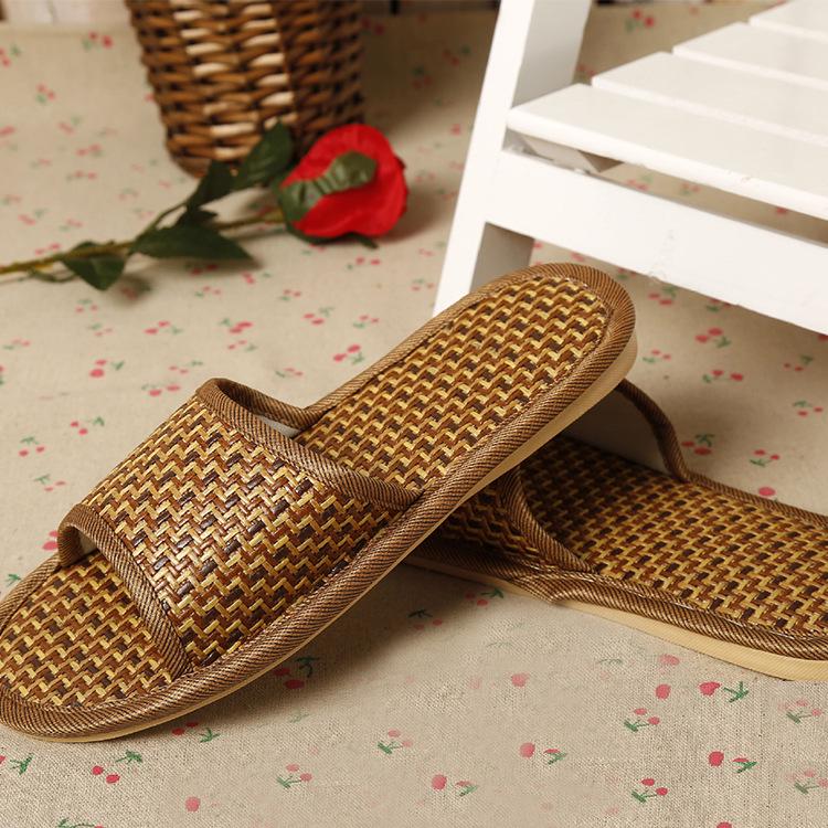 Pánské přírodní bambusové ratanové prodyšné domácí pantofle - Absorbující pot a chladivé na jaro/léto.