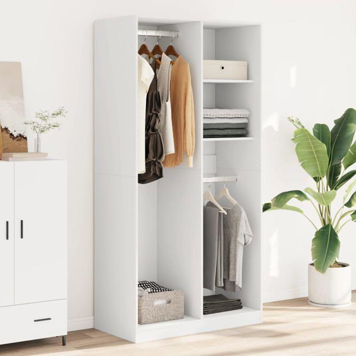 VidaXL Garde-robe Blanc 100x50x200 cm Bois d'ingénierie, armoire de rangement, organisateur de garde-robe, armoire, placard, 3307765