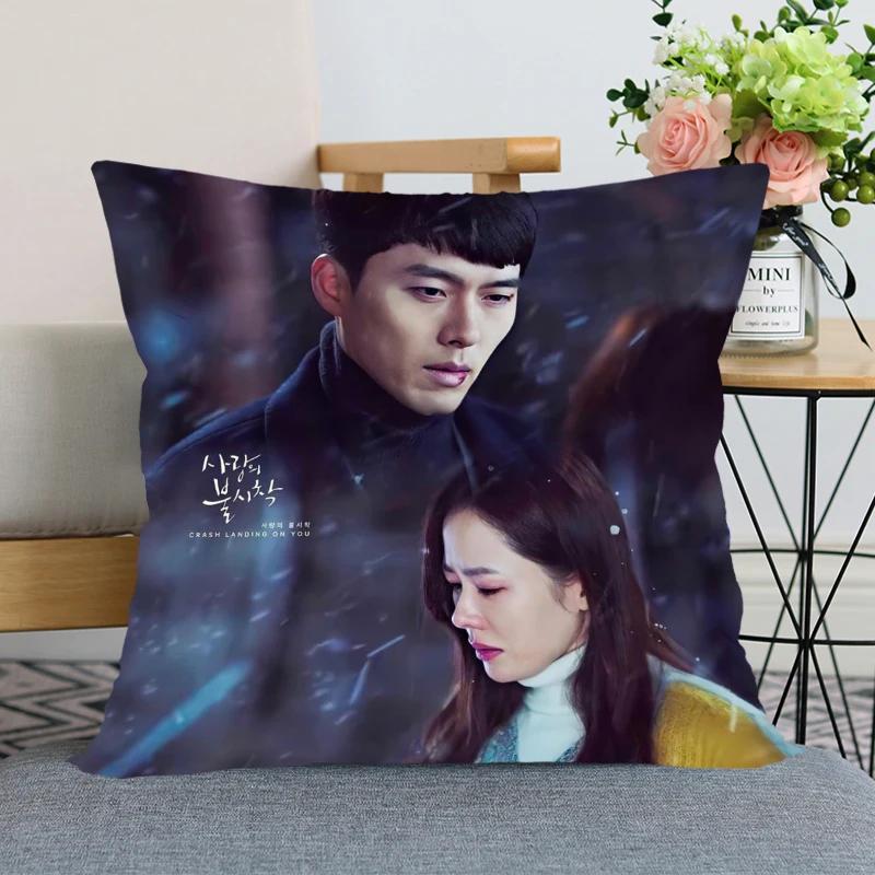 45x45cm Crash Landing On You Hyun Bin Pillowcase Bedroom Home Decorative Pillow Cover Square Zipper Pillow Cases Satin Fabric