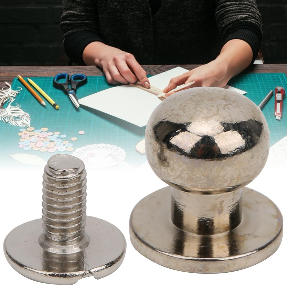 

20 комплектов медных круглых заклепок с пуговичной головкой, винтовое крепление, DIY кожаное ремесло, заклепки 10 x 8 мм, серебристые