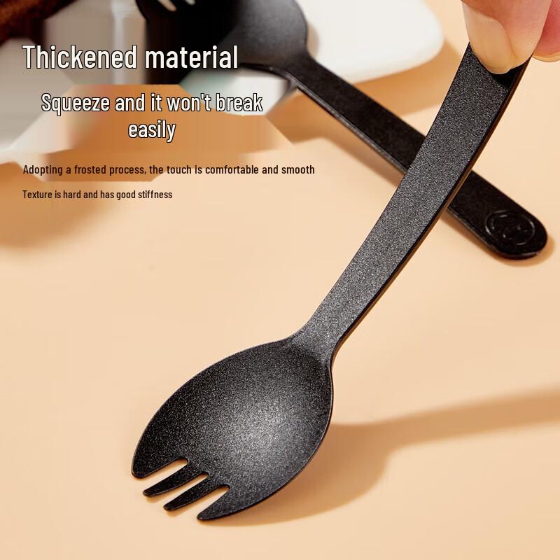 Miaojie Frosted Black Disposable Dessert Spoons, 100-Pack