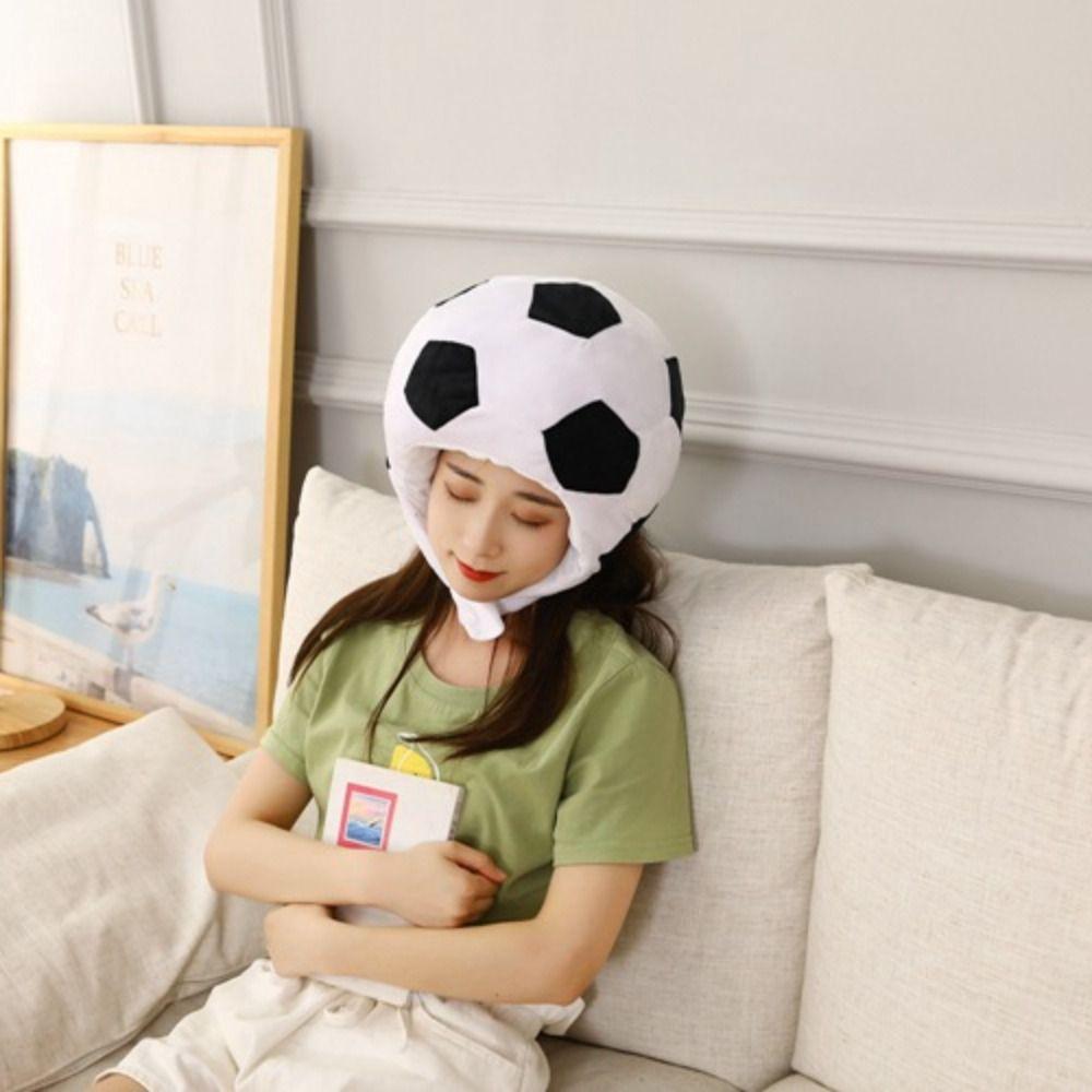 Funny Cartoon Headgear Cap Novelty Plush Headgear Creative Football Shape Hat  Dress Up Photo Props
