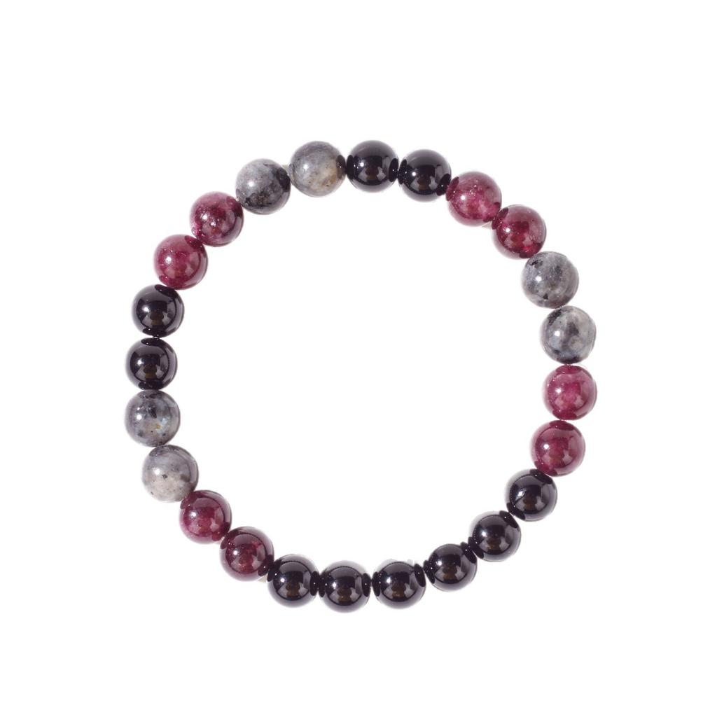 Bracelet Festif en Perles Grenat Onyx Noir et Labradorite Bijoux de Mode Mystiques Pour Hommes et Femmes Accessoire Simple Polyvalent pour le Quotidien