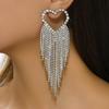 2PC Women's Fashion Love tassel Earrings Zircon Simple and High End Suitable for Date, Party, Festival Gifts