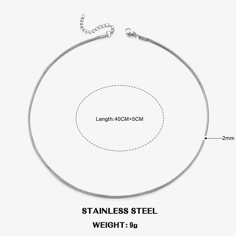 Classic Stainless Steel Round Snake Chain Choker Necklace For Women 0.9mm-2.0mm Gold Silver Color Daily Fashion Female Jewelry