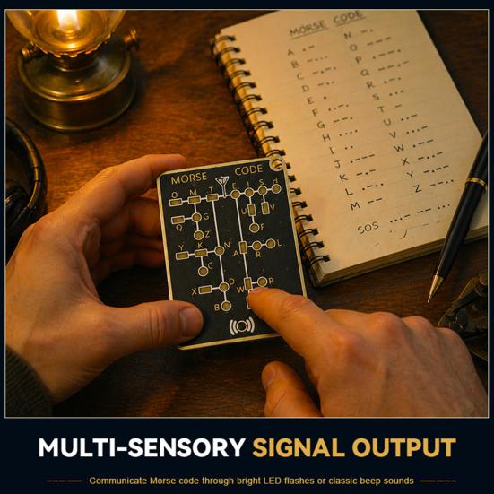 Morse Code Quick Check Card Ready-to-Use Educational Trainer with Interactive Feedback Buttons Visible Alphabet Chart Home Morse Code Learning Aid