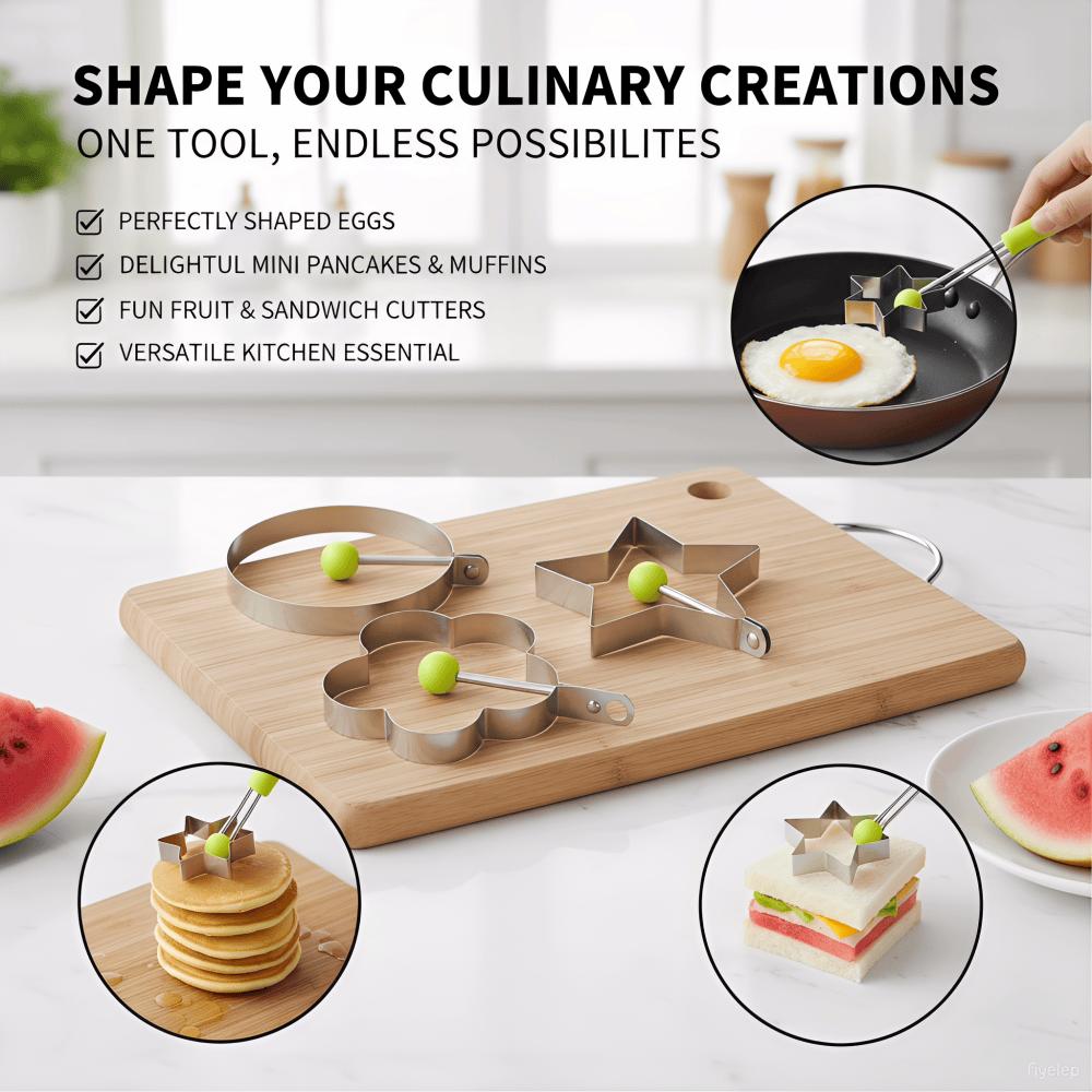 New Stainless Steel Fried Egg Mold Heart Pancake Circle Shape Fried Egg Shaper Kitchen Tools Accessories Egg Tool Bento Art