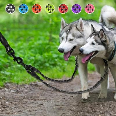 Halsbänder für Hunde Reflektierend Doppelleine - Verhedderungsfreie Leine für Spaziergänge Passend für Hundehalsband Haustierzubehör