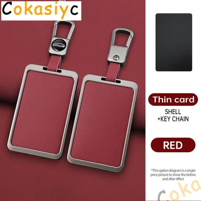 For HIPHI X 2023 Hiphi Z Auto Keychian Accessories Zinc Alloy Leather Car Key Case NFC Card Protection Full Cover Keyless Shell for HIPHI Logo