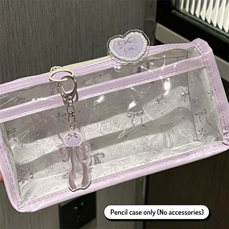 Cute Cartoon Translucent Pencil Case Double Layer Large Capacity Stationery Storage for Kids Students Art Class School Use