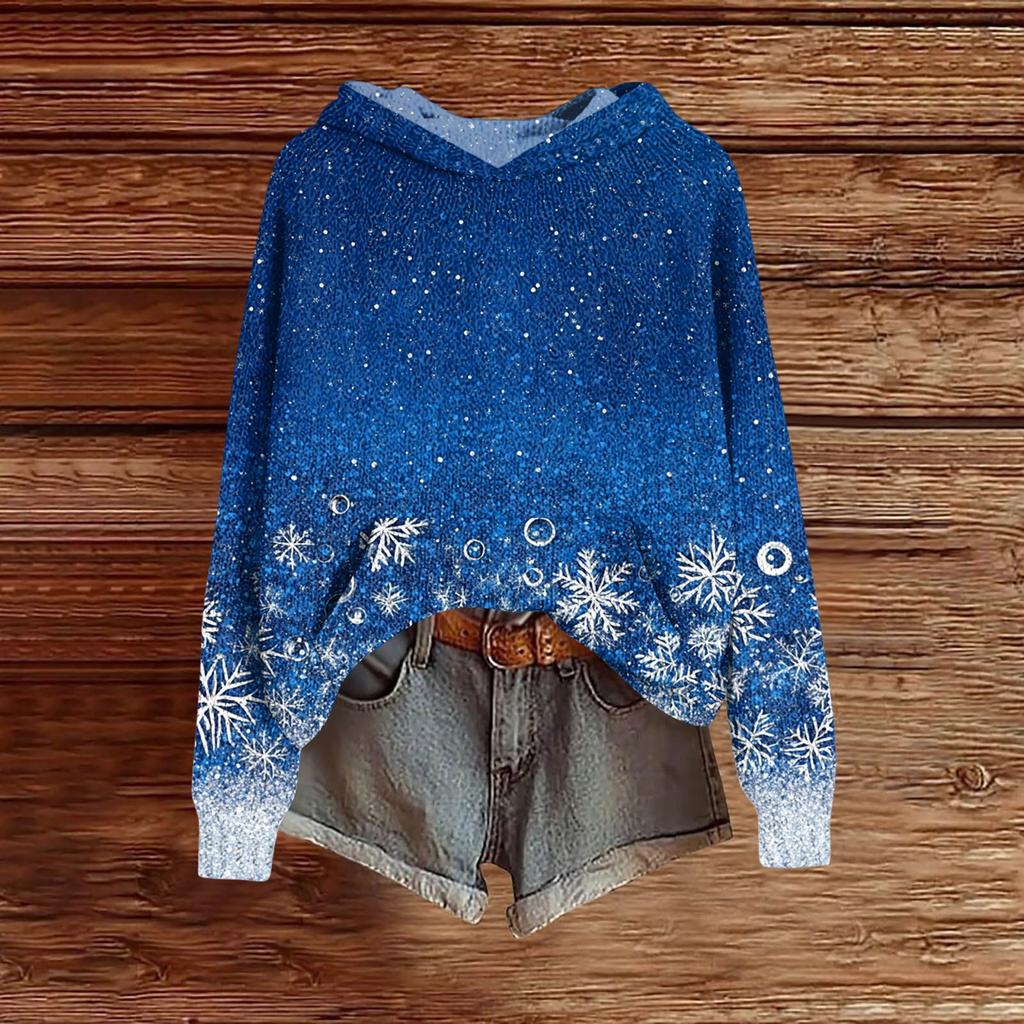 Ladies' Fashionable Printing Casual Hooded Long Sleeved Sweatshirt