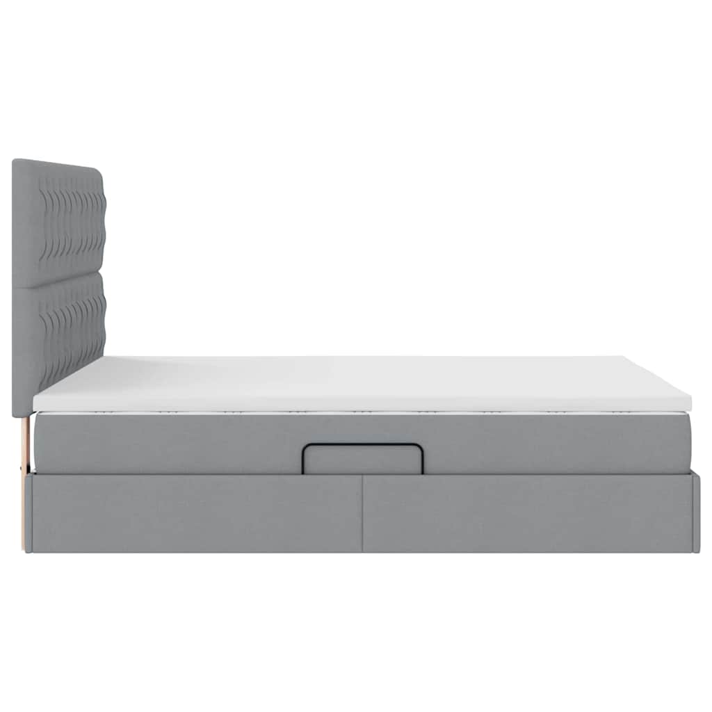 Storage Bed with Mattress Light Grey 140 x 190 cm Polyester