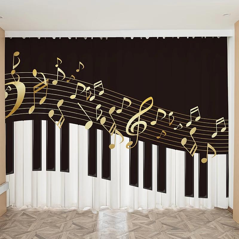 Özel Perde Piyano Davul Keman Gitar Müzik Notalı Perde Müzik Stüdyosu Çocuk Odası Pencere Perdesi