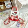 Cute Hello Kitty And Plaid Pattern Girl Canvas Backpack For Daily Use