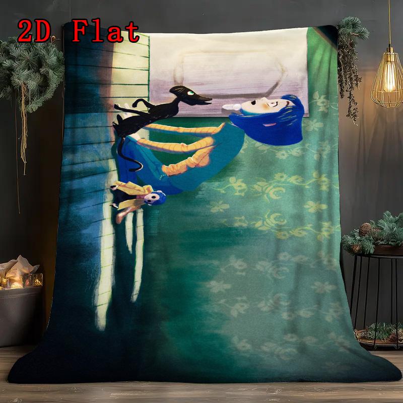 Coraline 2D Flat Pattern Flannel Blanket High Quality All Seasons Warmth and Comfort Perfect for Christmas Gifts.MMT0918444